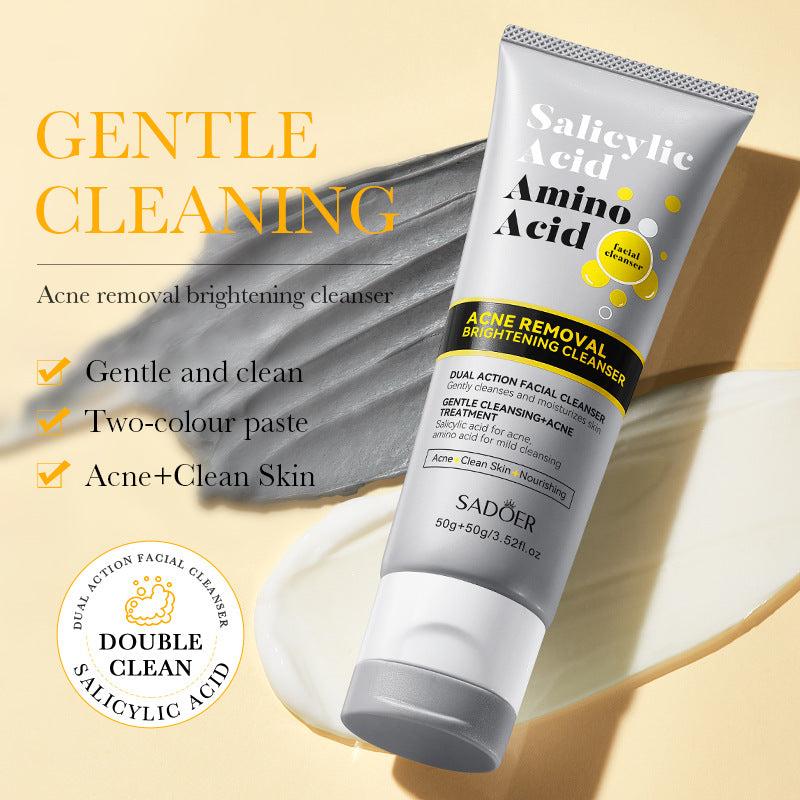 Facial Cleanser SADOER Salicylic Acid Amino Acid Double Effect Cleansing Cleanser Cross-Border Foreign Trade Wholesale