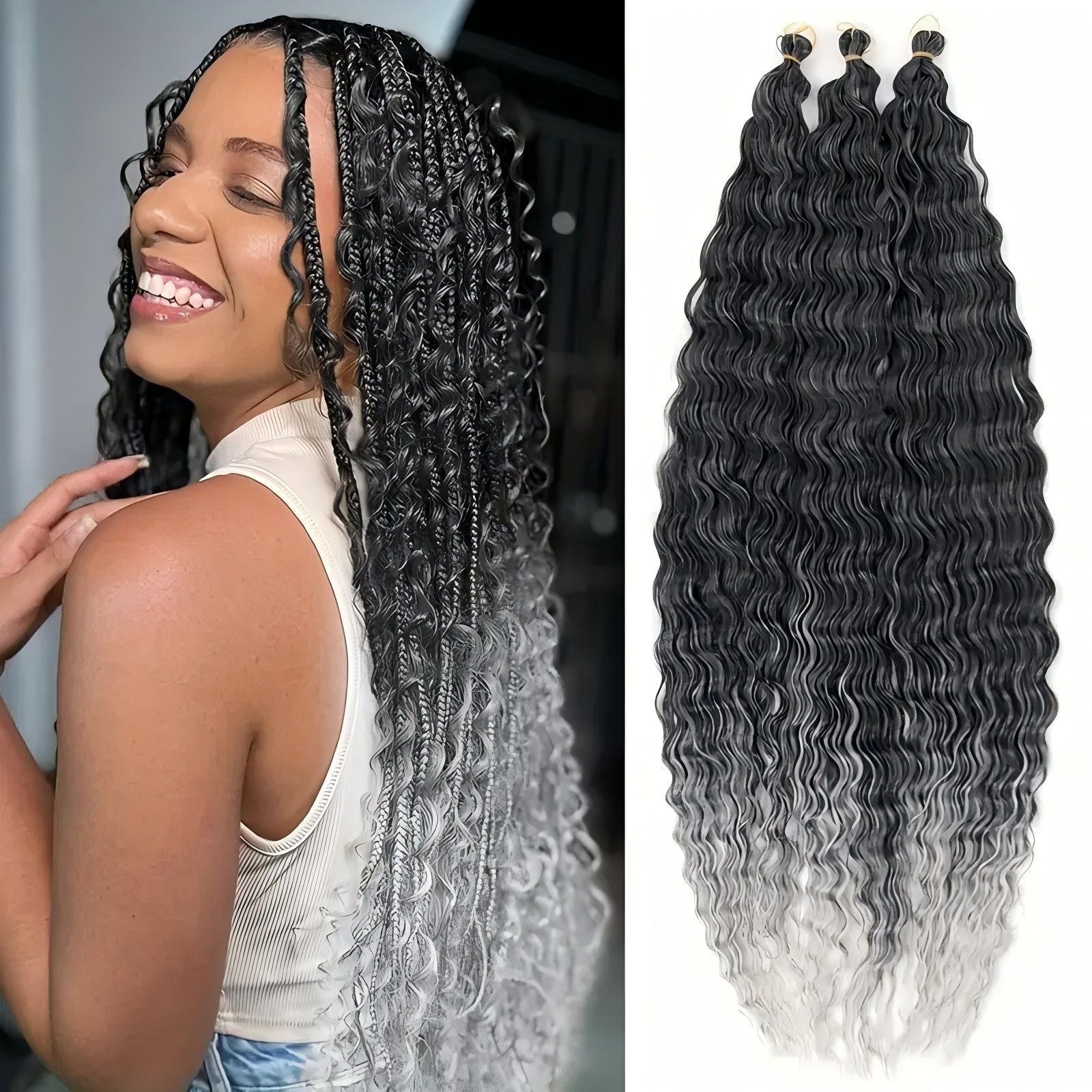 European and American Cross-Border African Synthetic Hair Wig Crochet Hair Extensions Curly Hair Piece DeepWaterWaveHair Long Curly Hair