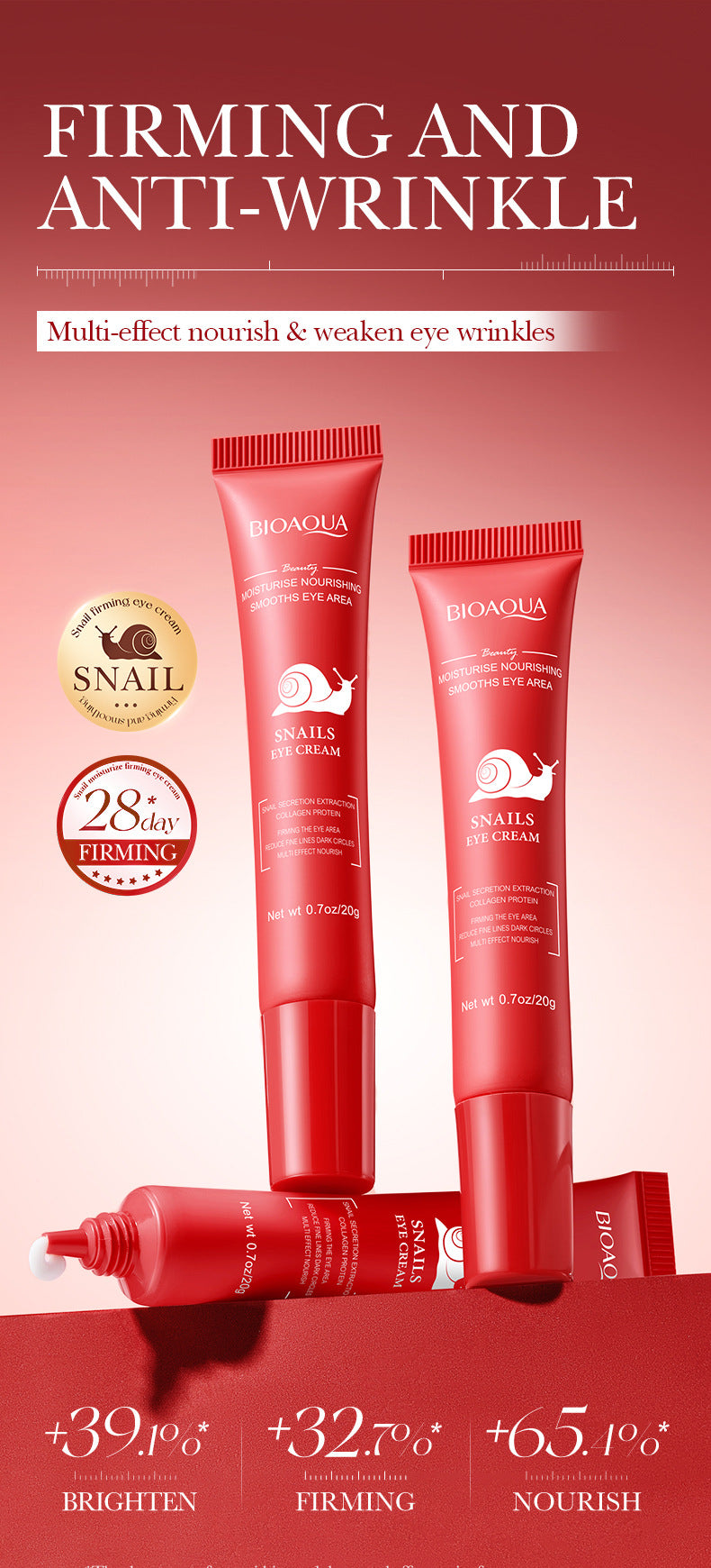 Snail Moisturizing Eye Cream BIOAOUA Hydrating and Moisturizing Eye Cream for Cross-Border Wholesale