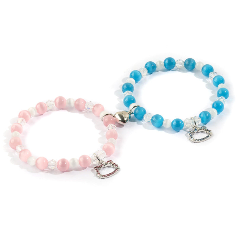 kitty Cat Pendant Bracelet Spider Moon Butterfly Couple Bracelet Friendship Gift Card Heart Magnetic Bracelet