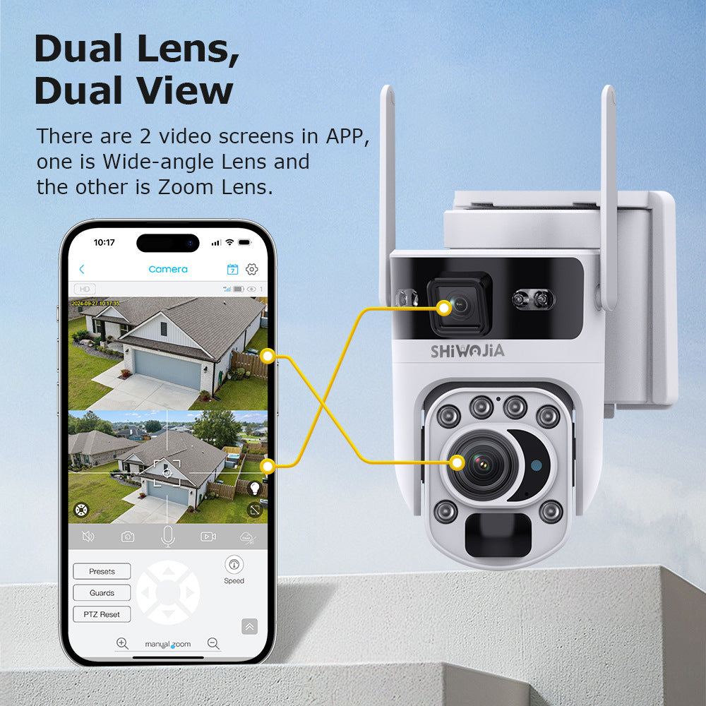 Factory direct sales20Optical Zoom Dual Lens Gun Ball Linkage Camera4G Hd600MP Solar Energy