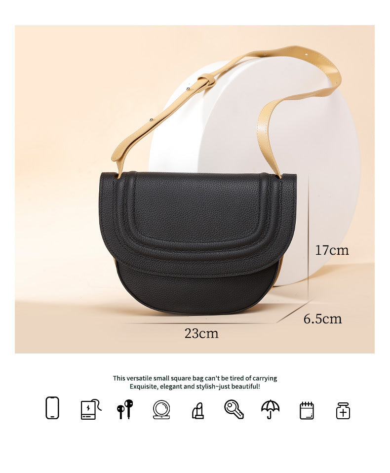 In Stock Trendy Retro Saddle Bag Semi-Circular Niche Texture Crossbody Women's Bag Simple Versatile Shoulder Bag for Women Daily Style