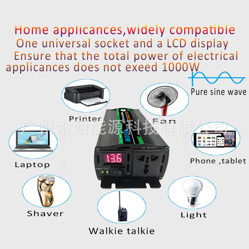 1000W Pure Sine Wave Inverter DC12V/24V/48V/60V Turn AC220V Platform Wish Export