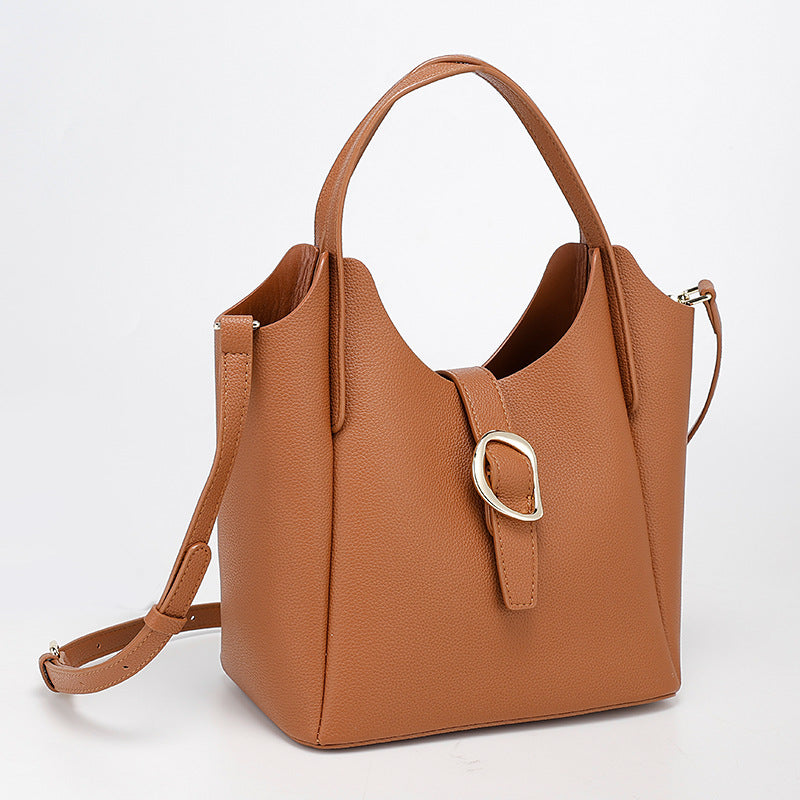 Genuine Leather2024New Summer Trend Commuter Handheld Basket Bag for Women, Niche Versatile Shoulder Crossbody Bag