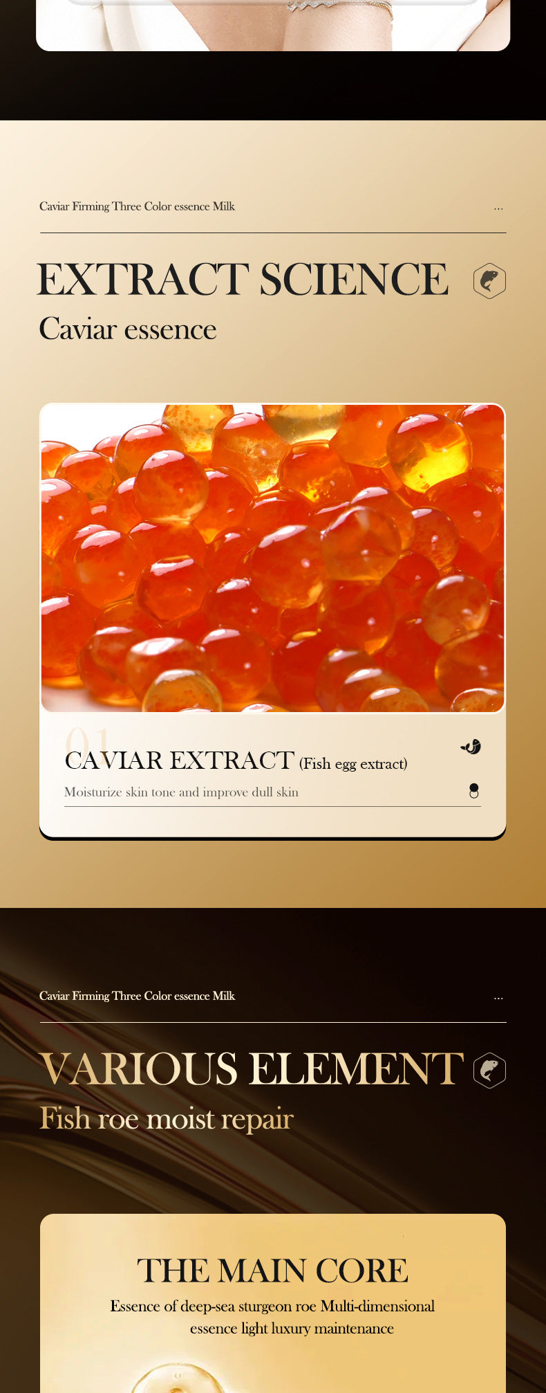 Caviar Essence Milk30mlSADOER Moisturizing and hydrating three-color lotion cross-border foreign trade wholesale