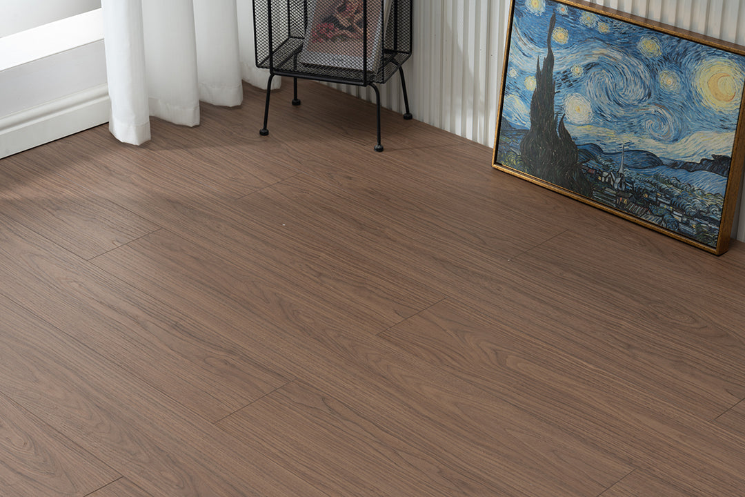 JX8101 Diamond Coating Full Birch Multi-layer Core Black Walnut Grain  Clicklock Engineered Flooring