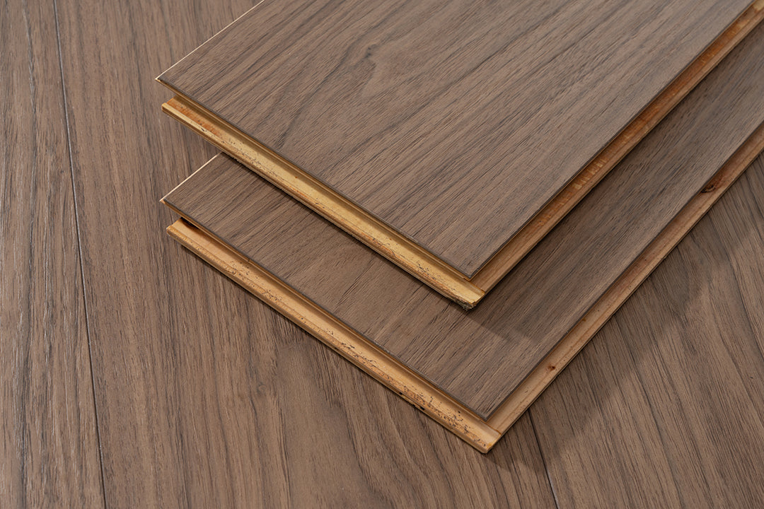 JX8101 Diamond Coating Full Birch Multi-layer Core Black Walnut Grain  Clicklock Engineered Flooring