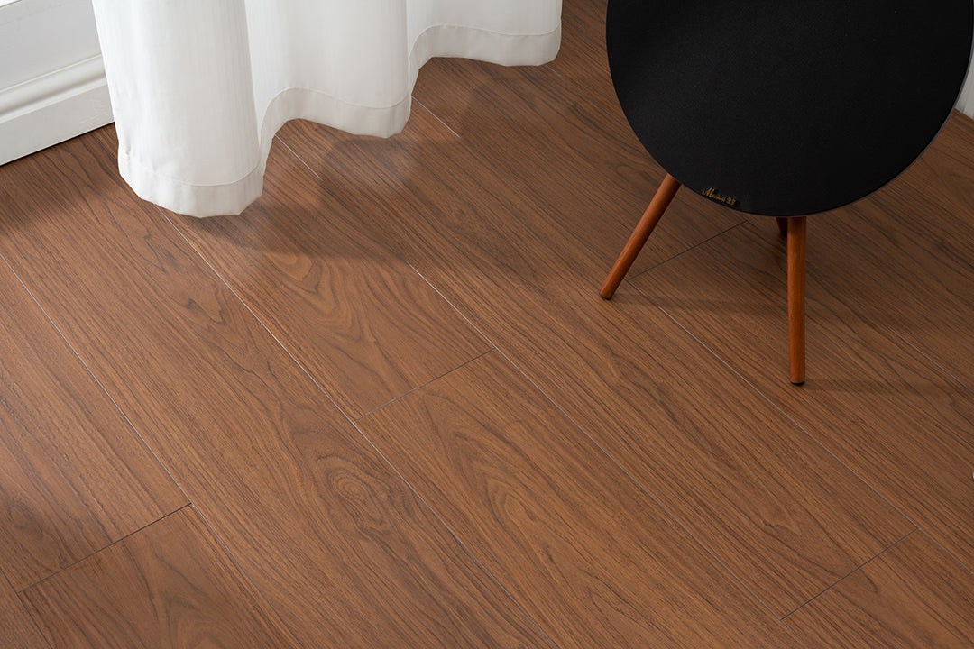 JX8102 Diamond Coating Full Birch Multi-layer Core Black Walnut Grain  Clicklock Engineered Flooring