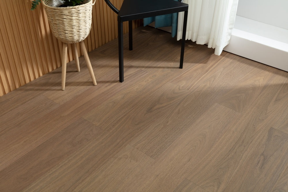 SK 1205 Full Birch Multi-layer Core Solid Wood Black Walnut Veneer 1.2mm Skid-resistant Lock Joint Engineered Flooring