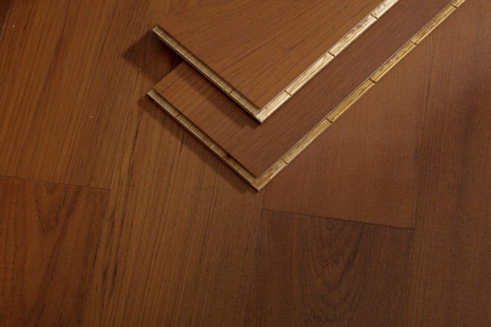SK 1209 Full Birch Multi-layer Core Solid Wood Teak Veneer 1.2mm Skid-resistant Lock Joint Engineered Flooring
