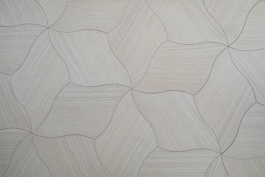 YXPX01 Quatrefoil Contour Art Parquet Full Birch Multi-layer Core Solid Wood Oak Veneer Flush Joint Engineered Flooring
