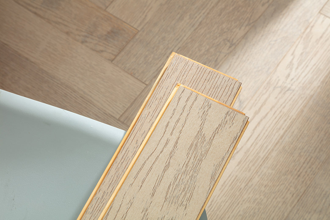 9208 Herringbone Art Parquet Metallic UV Finish Full Birch Multi-layer Core Solid Wood Oak Veneer Brushed Clickblock Joint Engineered Flooring