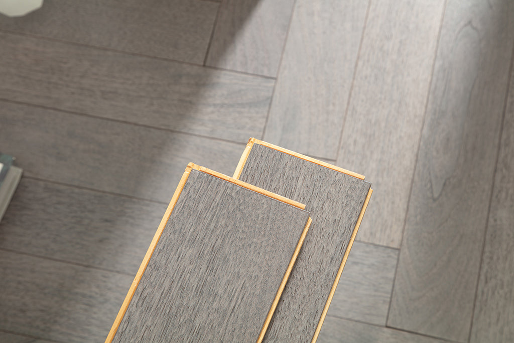9216 Herringbone Art Parquet  Metallic UV Full Birch Multi-layer Core Solid Wood Black Walnut Veneer Brushed Clickblock Joint Engineered Flooring