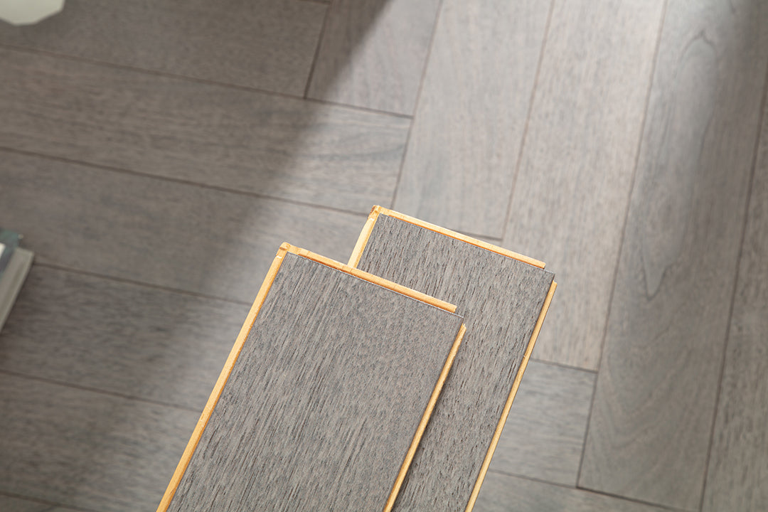9216 Herringbone Art Parquet  Metallic UV Full Birch Multi-layer Core Solid Wood Black Walnut Veneer Brushed Clickblock Joint Engineered Flooring