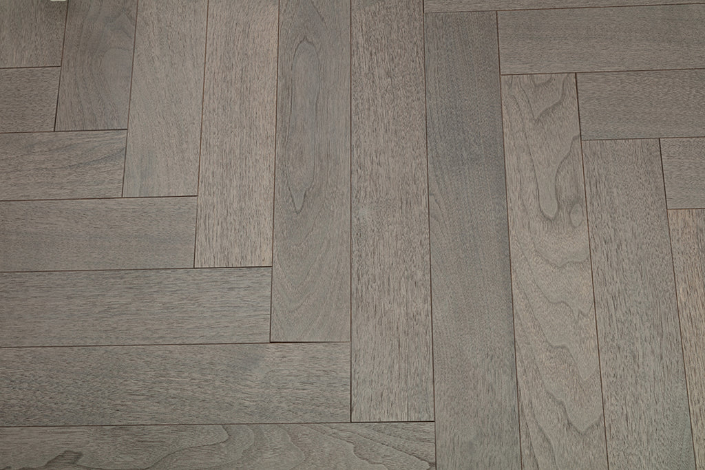 9216 Herringbone Art Parquet  Metallic UV Full Birch Multi-layer Core Solid Wood Black Walnut Veneer Brushed Clickblock Joint Engineered Flooring