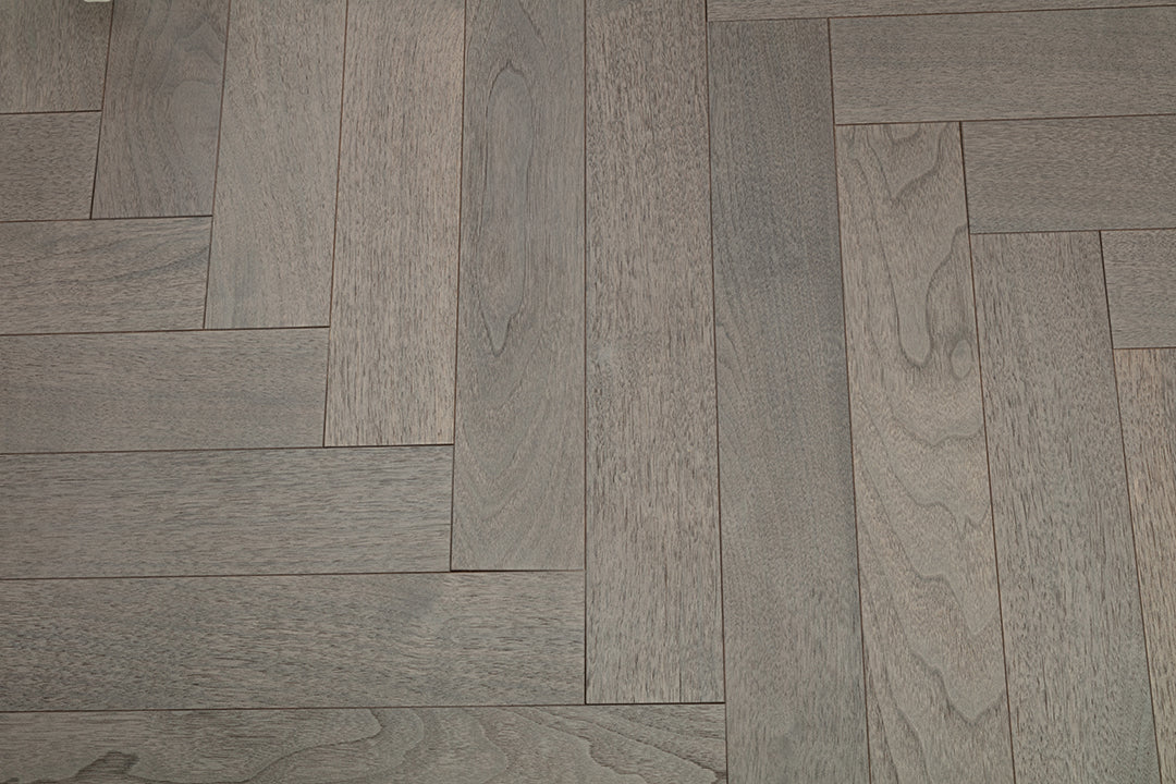 9216 Herringbone Art Parquet  Metallic UV Full Birch Multi-layer Core Solid Wood Black Walnut Veneer Brushed Clickblock Joint Engineered Flooring