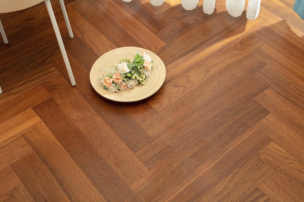 9217 Herringbone Art Parquet Full Birch Multi-layer Core Solid Wood Teak Veneer Brushed Clickblock Joint Engineered Flooring