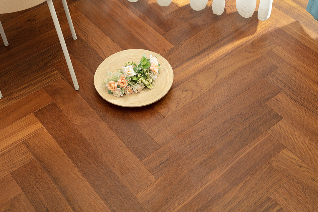 9217 Herringbone Art Parquet Full Birch Multi-layer Core Solid Wood Teak Veneer Brushed Clickblock Joint Engineered Flooring