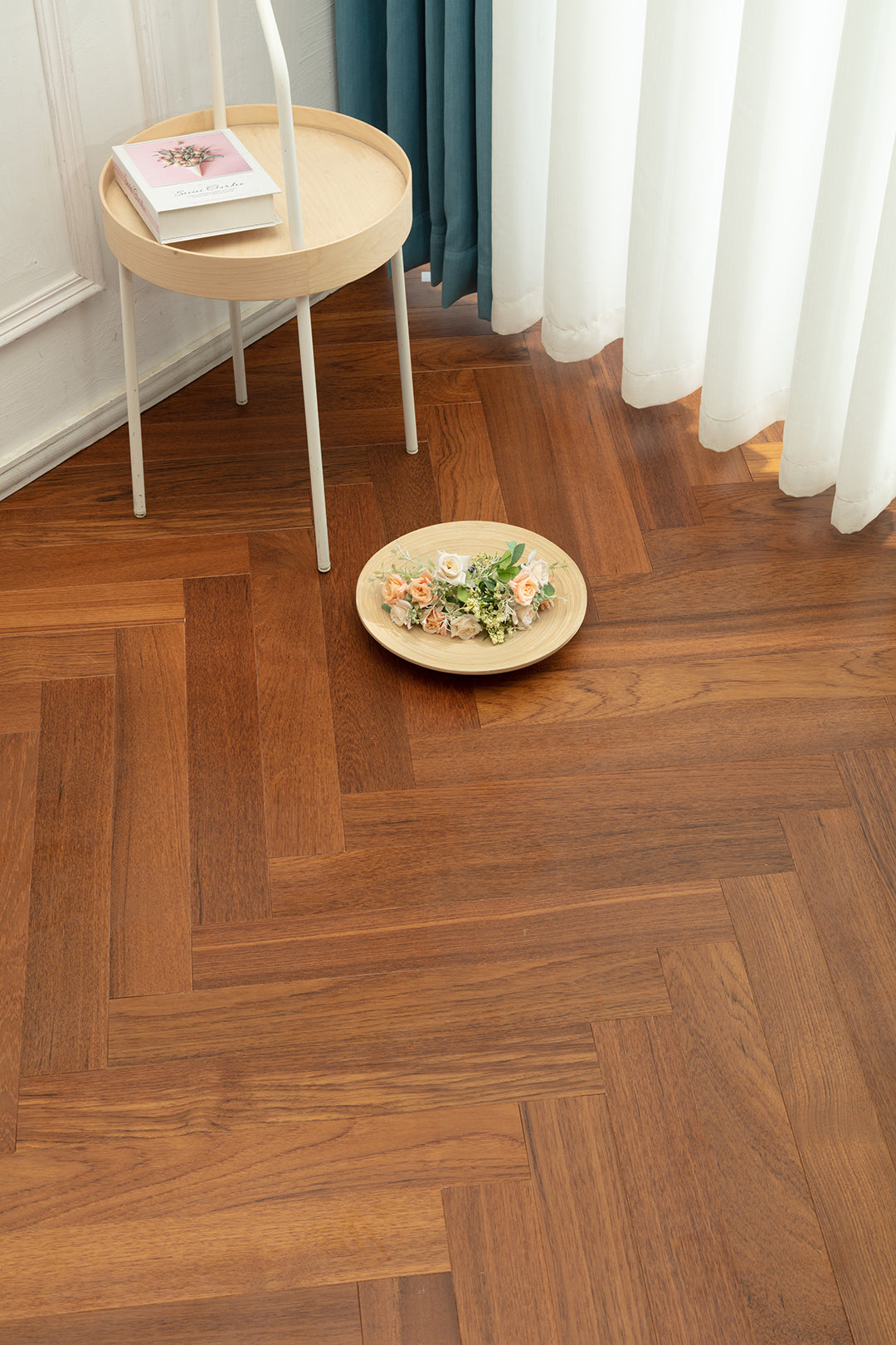 9217 Herringbone Art Parquet Full Birch Multi-layer Core Solid Wood Teak Veneer Brushed Clickblock Joint Engineered Flooring