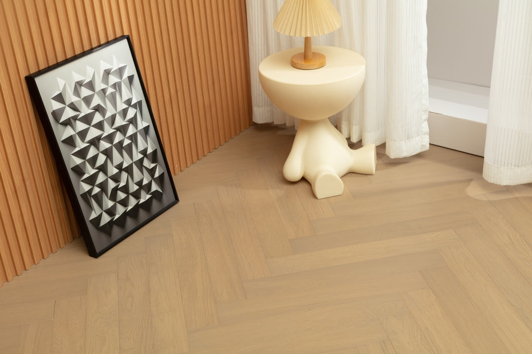 9230 Herringbone Art Parquet Full Birch Multi-layer Core Solid Wood Oak Veneer Brushed Clickblock Joint Engineered Flooring