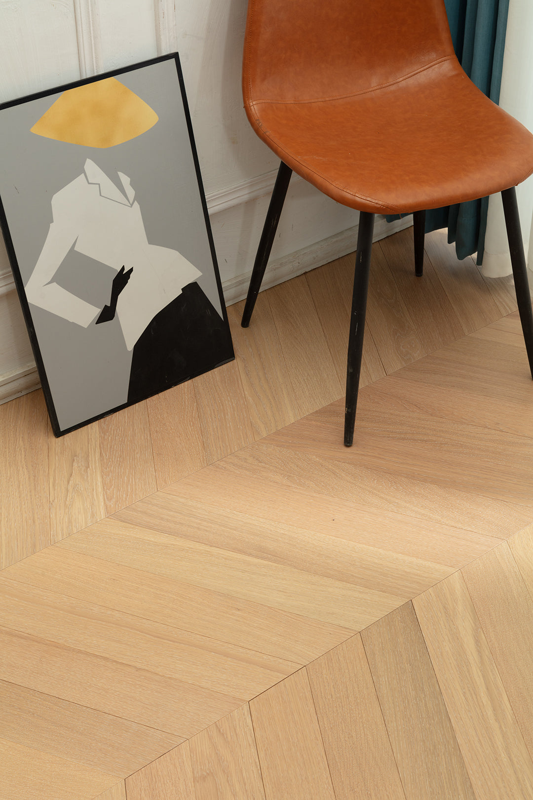9506 Chevron Art Parquet Full Birch Multi-layer Core Solid Wood Oak Veneer Brushed Engineered Flooring