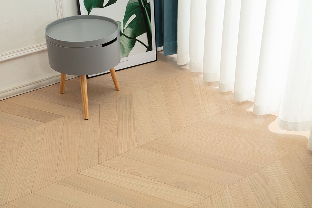 9507 Chevron Art Parquet Full Birch Multi-layer Core Solid Wood Oak Veneer Brushed Engineered Flooring