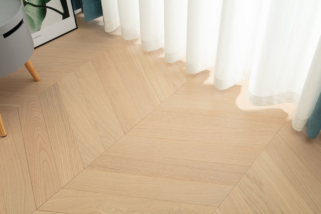 9507 Chevron Art Parquet Full Birch Multi-layer Core Solid Wood Oak Veneer Brushed Engineered Flooring