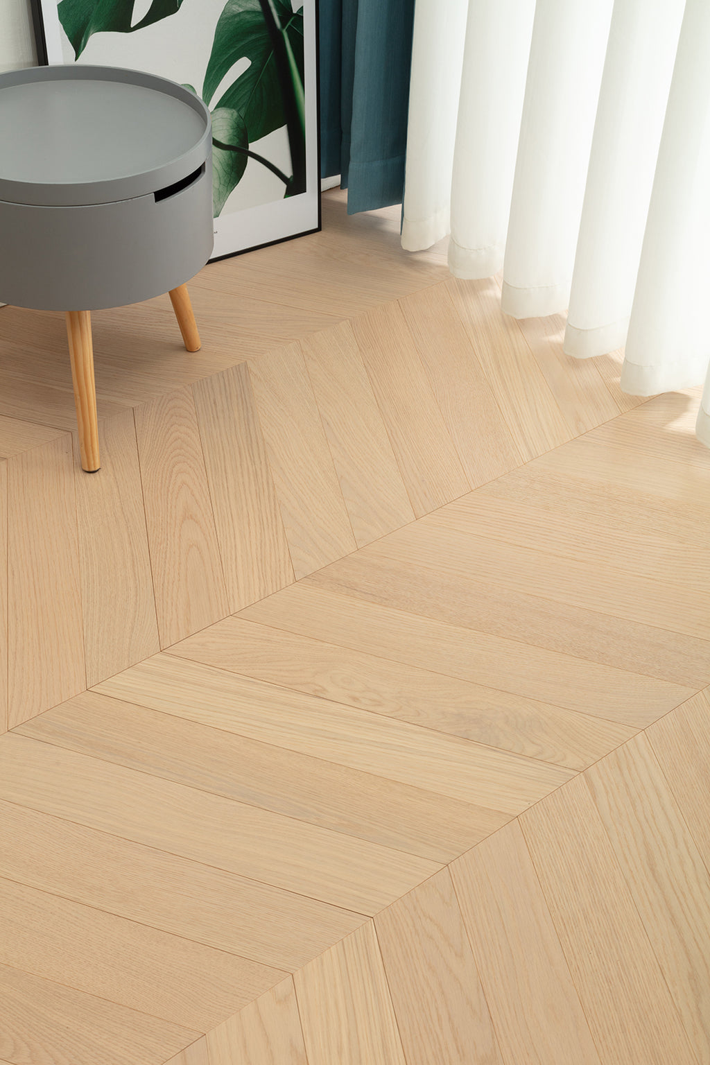 9507 Chevron Art Parquet Full Birch Multi-layer Core Solid Wood Oak Veneer Brushed Engineered Flooring