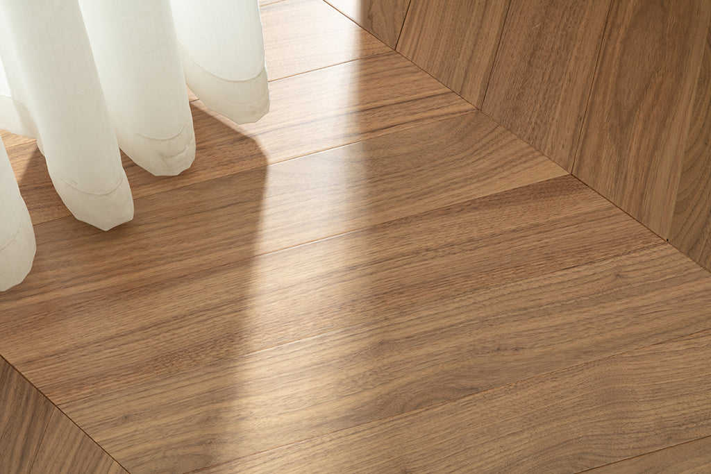 9513 Chevron Art Parquet  Full Birch Multi-layer Core Solid Wood Black Walnut Veneer Brushed Engineered Flooring