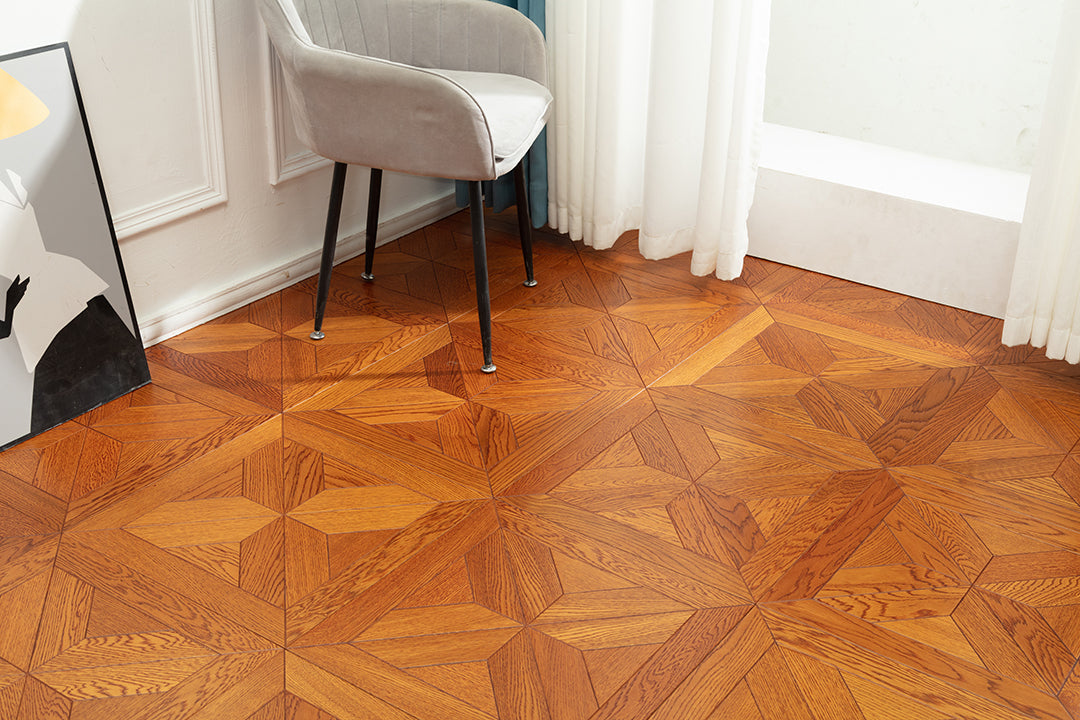 9106 Art Parquet Full Birch Multi-layer Core Solid Wood  Veneer  Skid-resistant Flush Joint Engineered Flooring