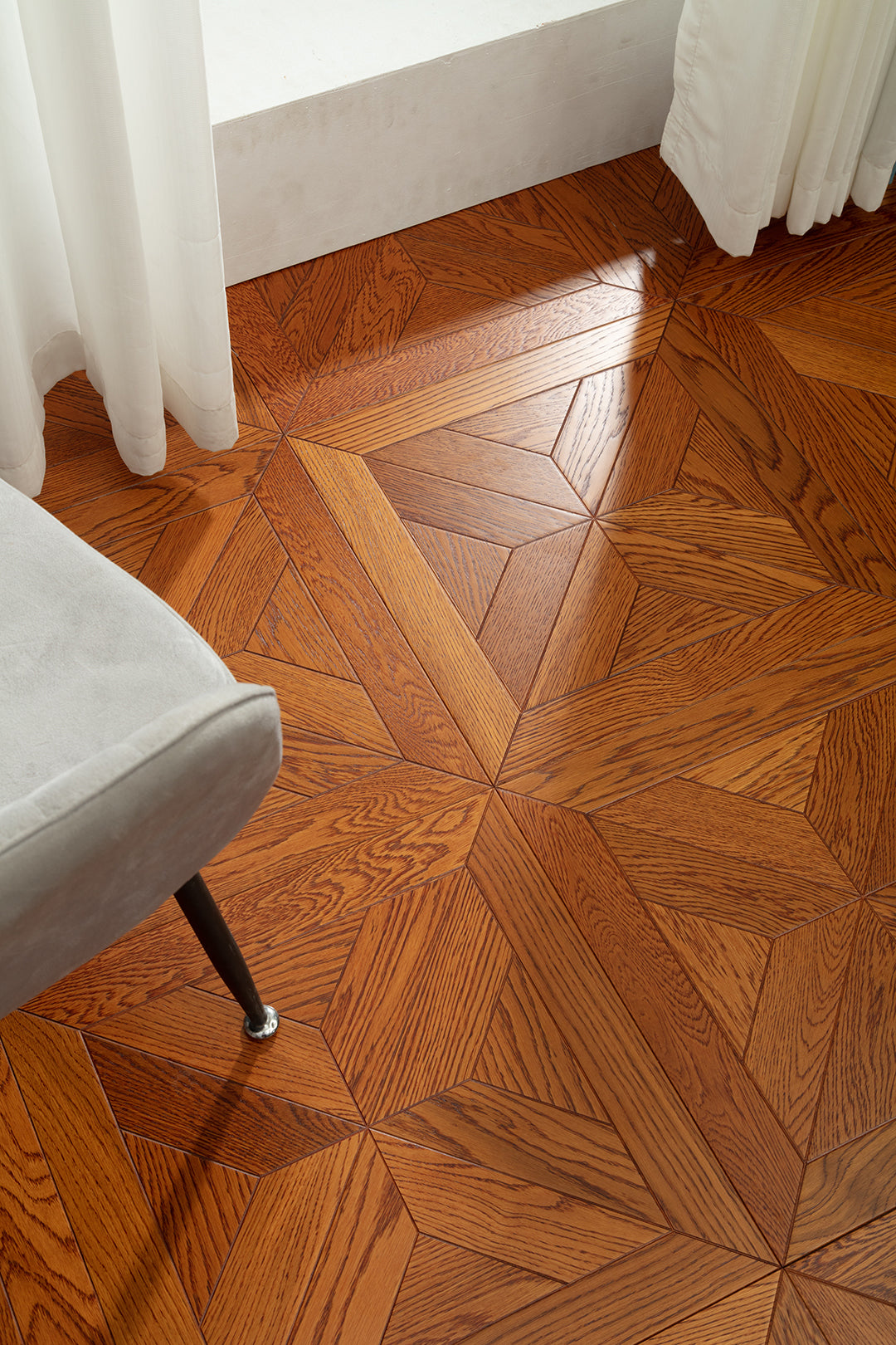 9106 Art Parquet Full Birch Multi-layer Core Solid Wood  Veneer  Skid-resistant Flush Joint Engineered Flooring
