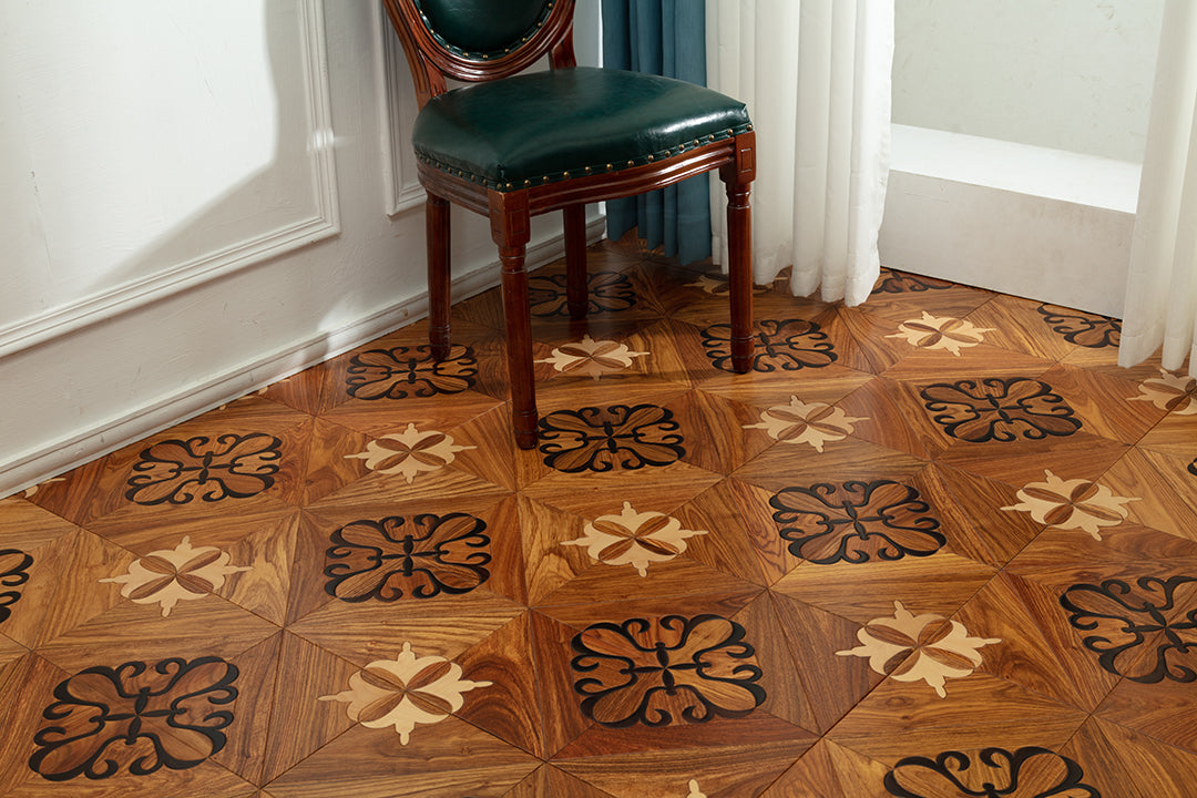 9108 Art Parquet Full Birch Multi-layer Core Solid Wood  Veneer  Skid-resistant Flush Joint Engineered Flooring