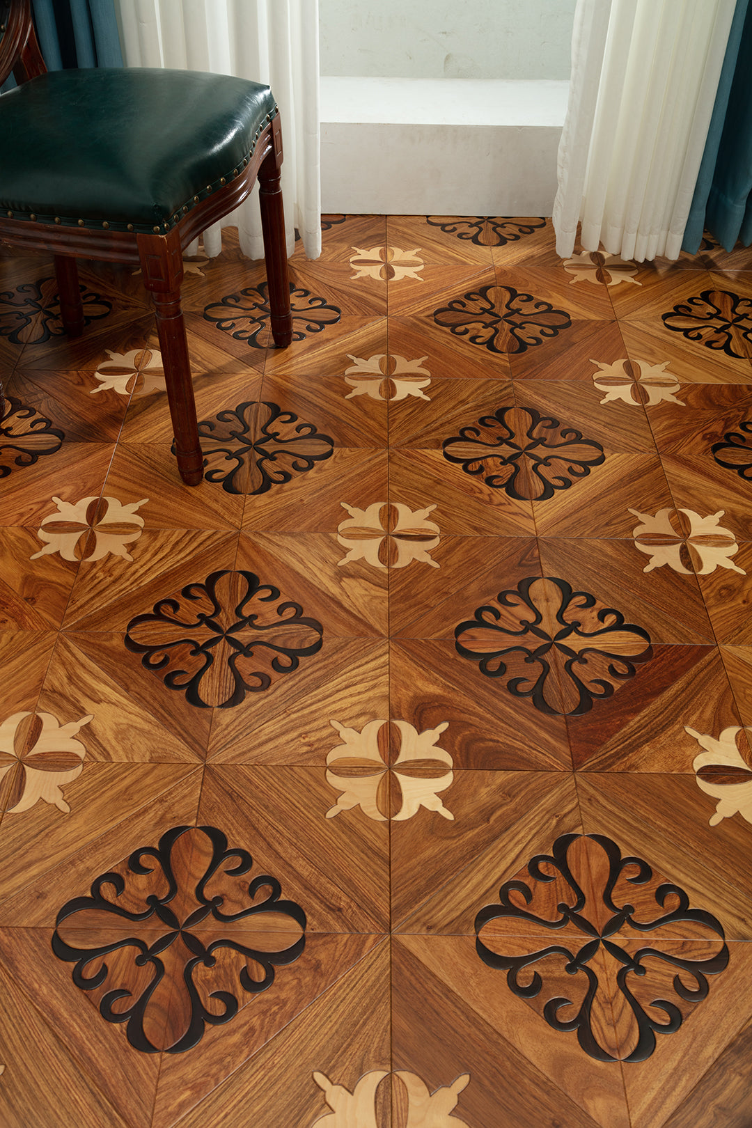 9108 Art Parquet Full Birch Multi-layer Core Solid Wood  Veneer  Skid-resistant Flush Joint Engineered Flooring