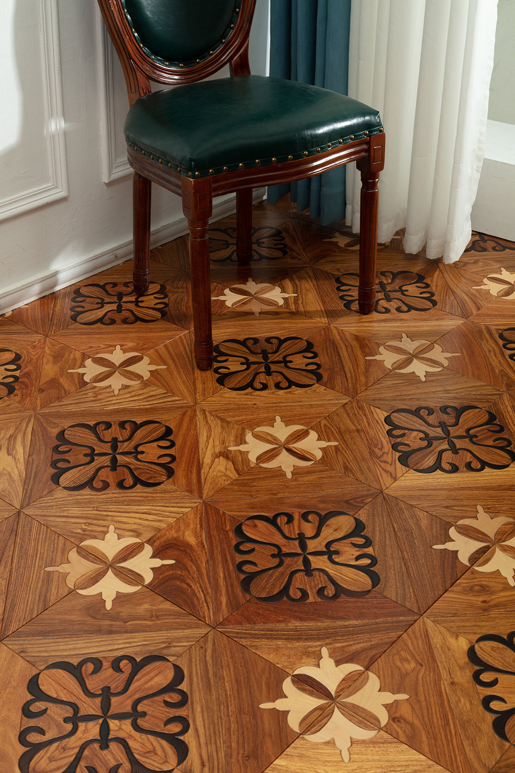 9108 Art Parquet Full Birch Multi-layer Core Solid Wood  Veneer  Skid-resistant Flush Joint Engineered Flooring