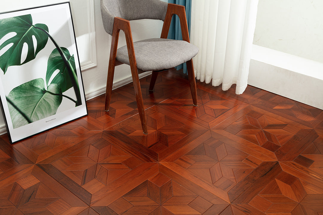9110 Art Parquet Full Birch Multi-layer Core Solid Wood  Veneer  Skid-resistant Flush Joint Engineered Flooring