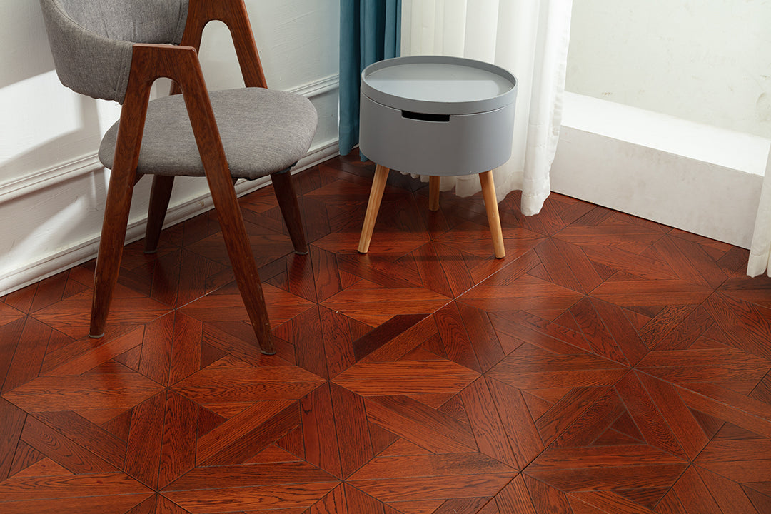 9121 Art Parquet Full Birch Multi-layer Core Solid Wood Veneer Skid-resistant Flush Joint Engineered Flooring