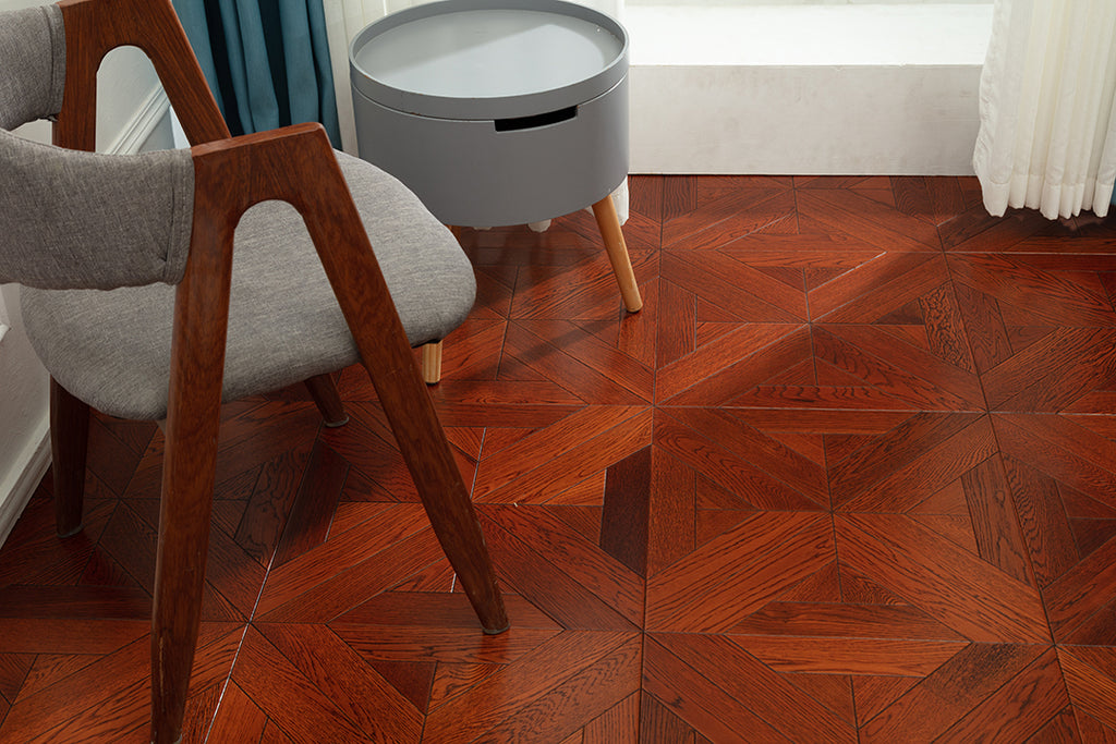 9121 Art Parquet Full Birch Multi-layer Core Solid Wood Veneer Skid-resistant Flush Joint Engineered Flooring