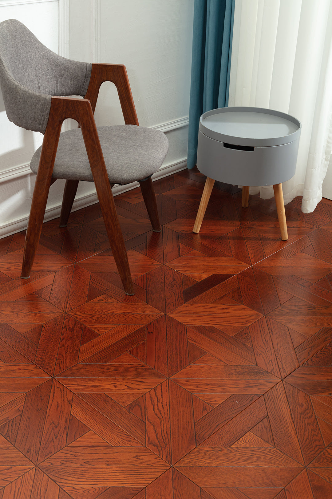 9121 Art Parquet Full Birch Multi-layer Core Solid Wood Veneer Skid-resistant Flush Joint Engineered Flooring