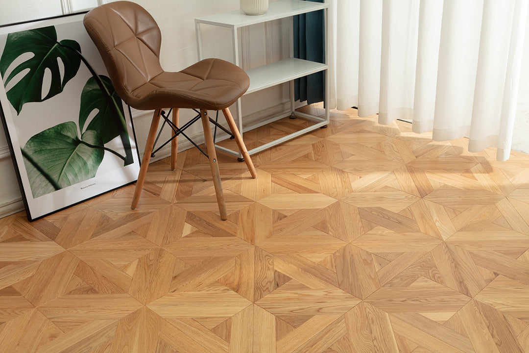 9151 Art Parquet Full Birch Multi-layer Core Solid Wood Oak Veneer Skid-resistant Flush Joint Engineered Flooring