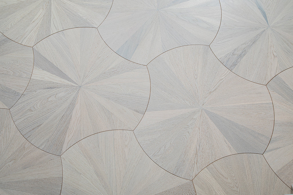 YXPX02 Sunburst Contour Art Parquet Full Birch Multi-layer Core Solid Wood Oak Veneer Flush Joint Engineered Flooring