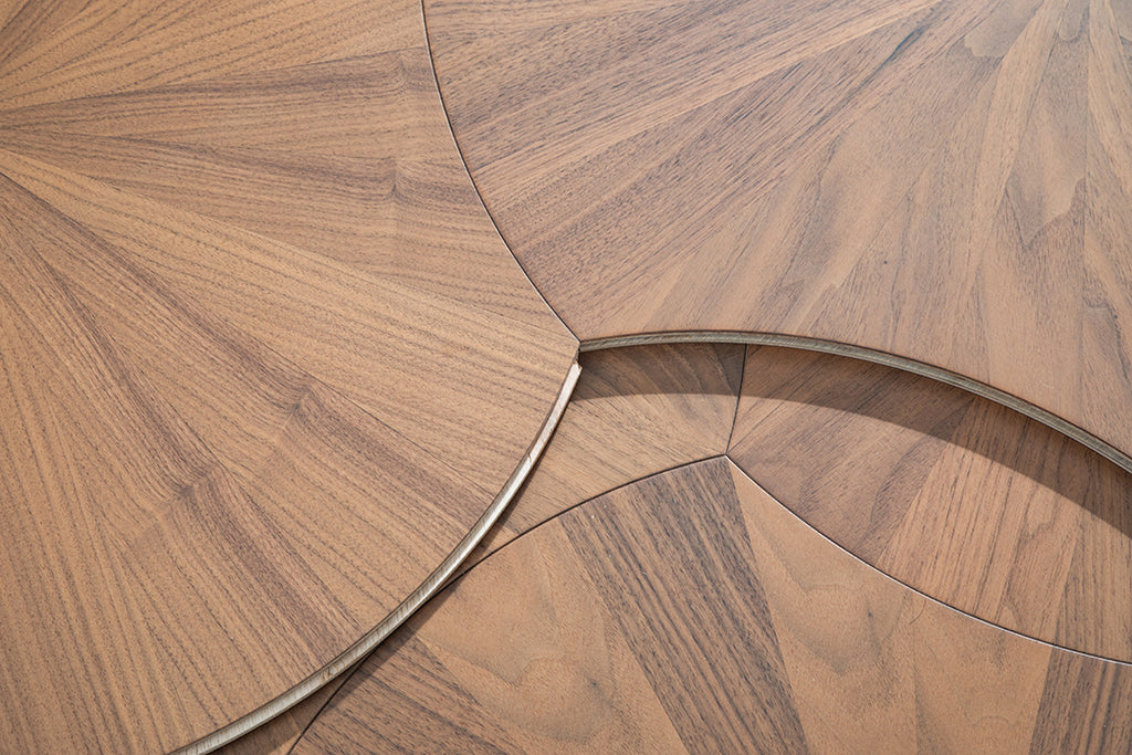 YXPH02 Sunburst Contour Art Parquet Full Birch Multi-layer Core Solid Wood Black Walnut Veneer Flush Joint Engineered Flooring