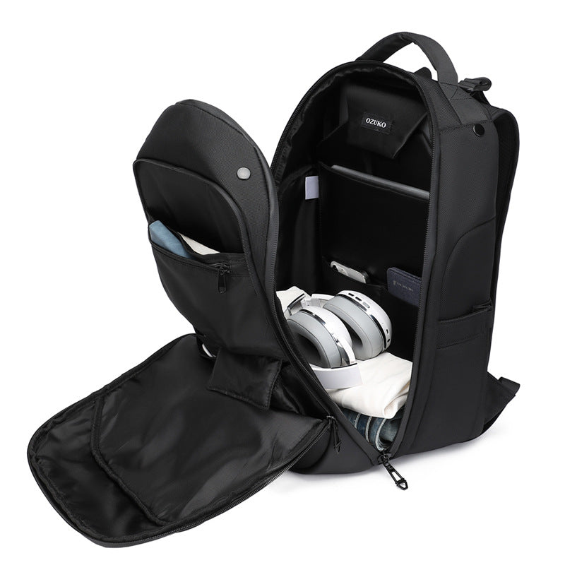 OZUKO Business Backpack for Men, Double Shoulder Laptop Bag, Waterproof, Large Capacity, Commuter School Bag, College Student Trendy Brand, High-End Feel