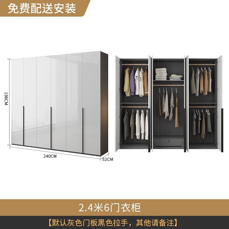 Modern Simple Wardrobe with Swing Doors, Storage Wardrobe with Dressing Table, Shelves, Side Cabinet, Bedroom Wardrobe, Entryway Installation