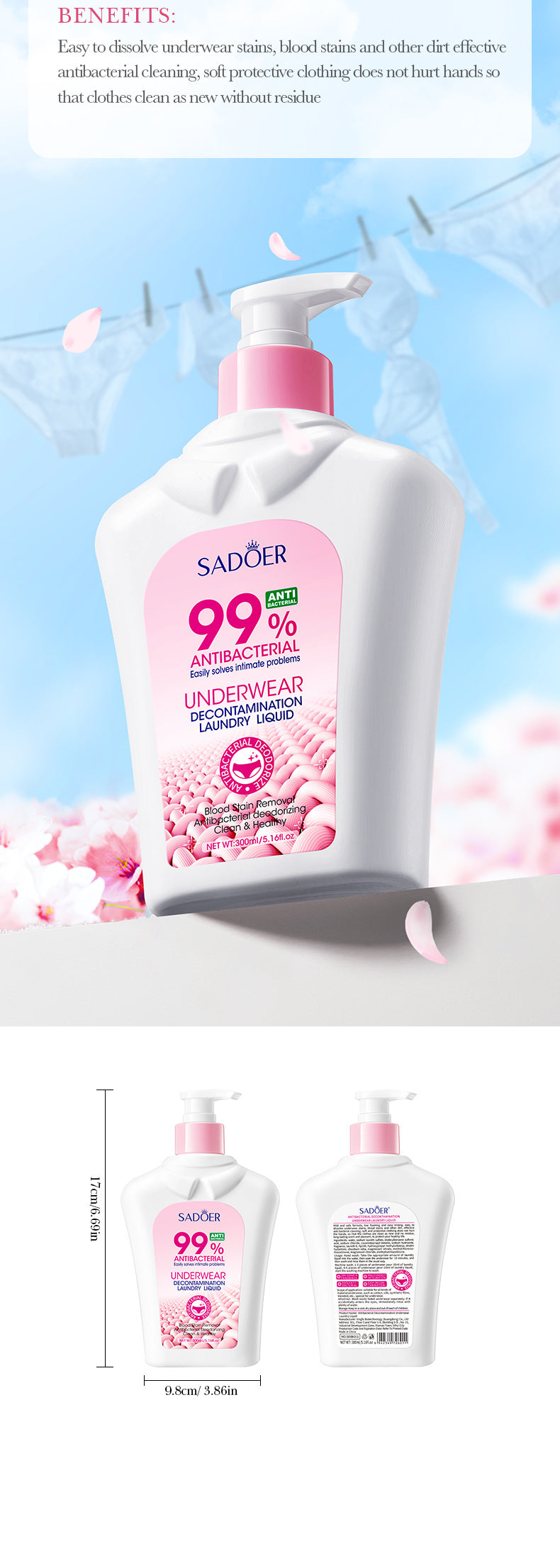 Antibacterial Stain Removal Underwear Laundry Detergent SADOER  foreign trade wholesale of laundry detergent for cleaning clothes