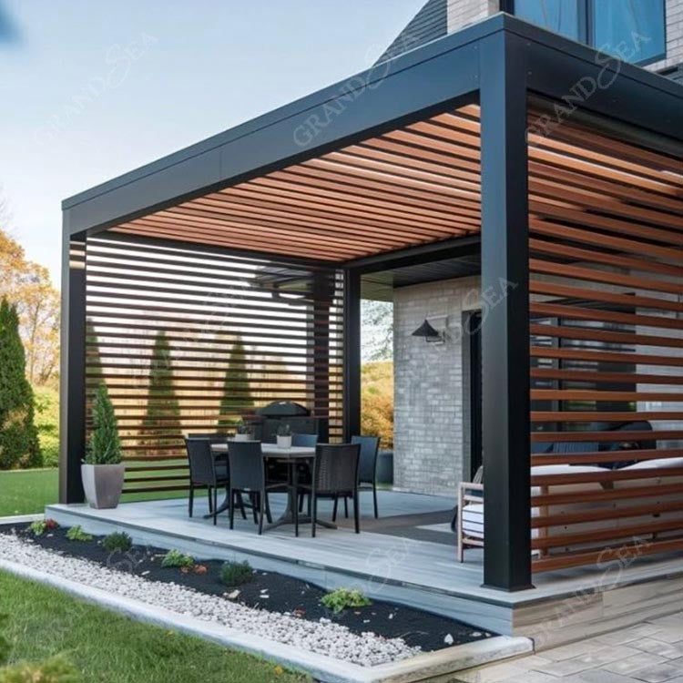 Waterproof Pergola Leisure Garden Motorized Louvered Roof Aluminium Outdoor Bioclimatic Pergola Aluminum