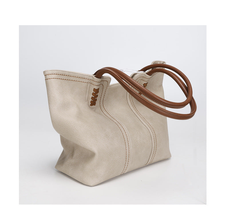 Korean Style2024New Fashionable and Elegant Simple Tote Bag Retro Large Capacity Mother-Daughter Bag for Women Shoulder Handbag Commuting