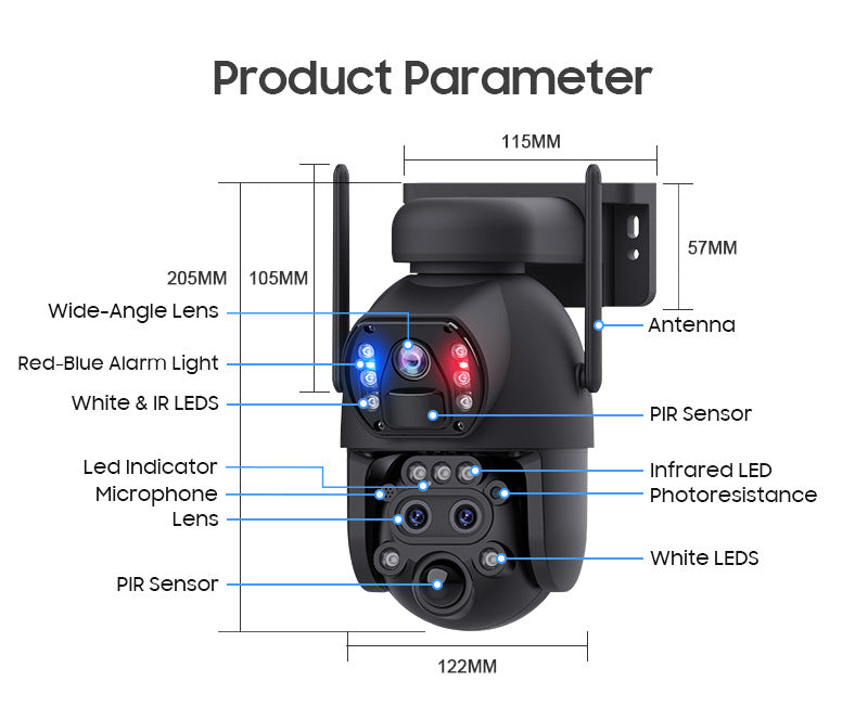 4G Wireless Trinocular Multi-view Remote Control1510x Zoom Solar-Powered Camera600Ultra HD Night Vision