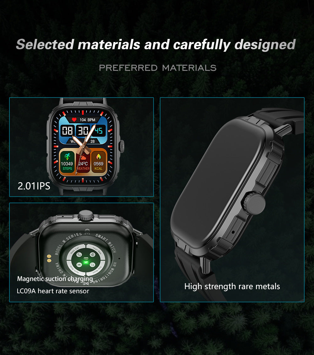 M106Smart Watch2.01inch Bluetooth Call True Heart Rate Pedometer Sleep Depth Waterproof Three-Proof Sports