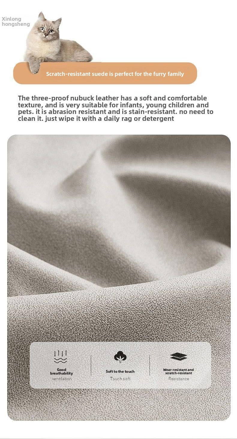 Minimalist Cream Style Tofu Block Sofa Living Room Simple Modern Straight Sofa Internet Celebrity Cat Scratching Leather Sofa