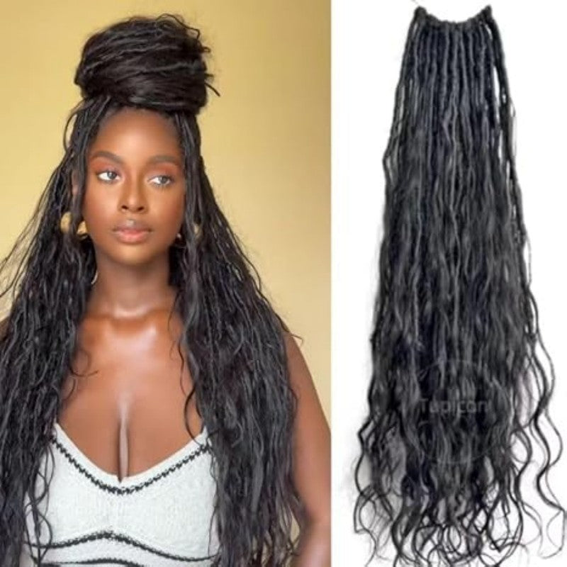 TEMU Hot-selling European and American Cross-border Synthetic Crochet Hair Extensions Straight and Curly Ends3Flowy Silk Lazy Style